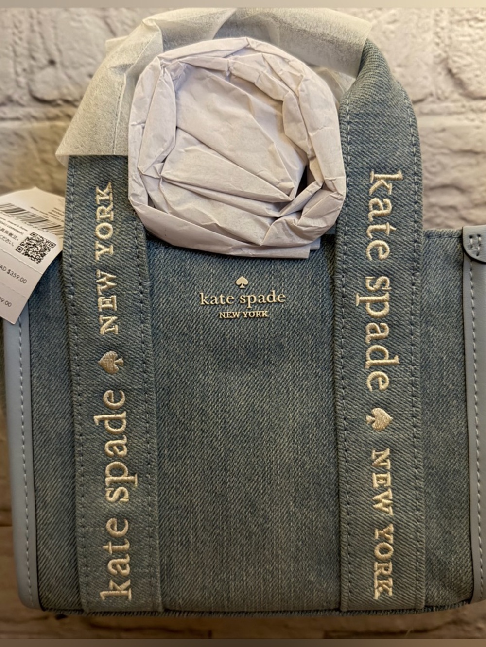 kate spade denim blue mini tote bag